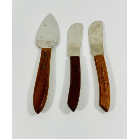 Hickory Farms Stainless Steel & Wood Cheese Spreaders Set Of 3 - Picture 2 of 9